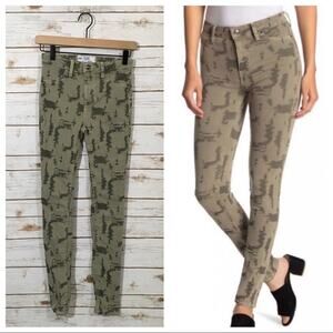 Free People Long & Lean High Waist Denim Camo Leggings - 25